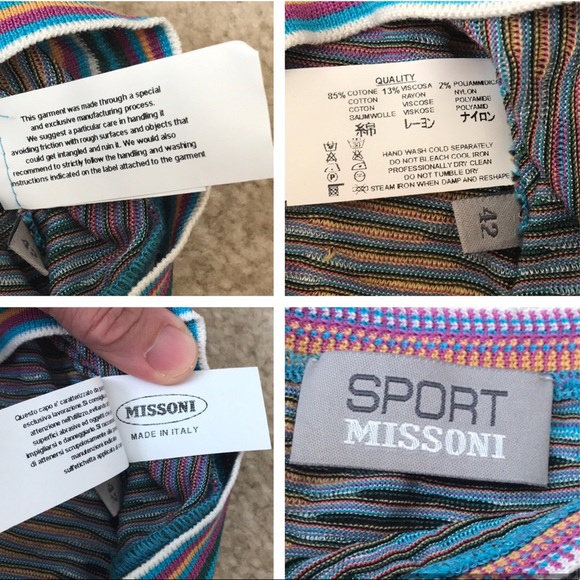 MISSONI Tank Top. Size 42. Made in Italy.